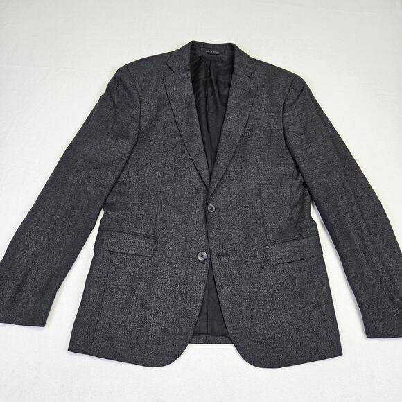 BOSS HUGO BOSS Mens 38R Blazer Slim Fit Micro-Pattern Wool Silk Suit Jacket Gray - Picture 2 of 16